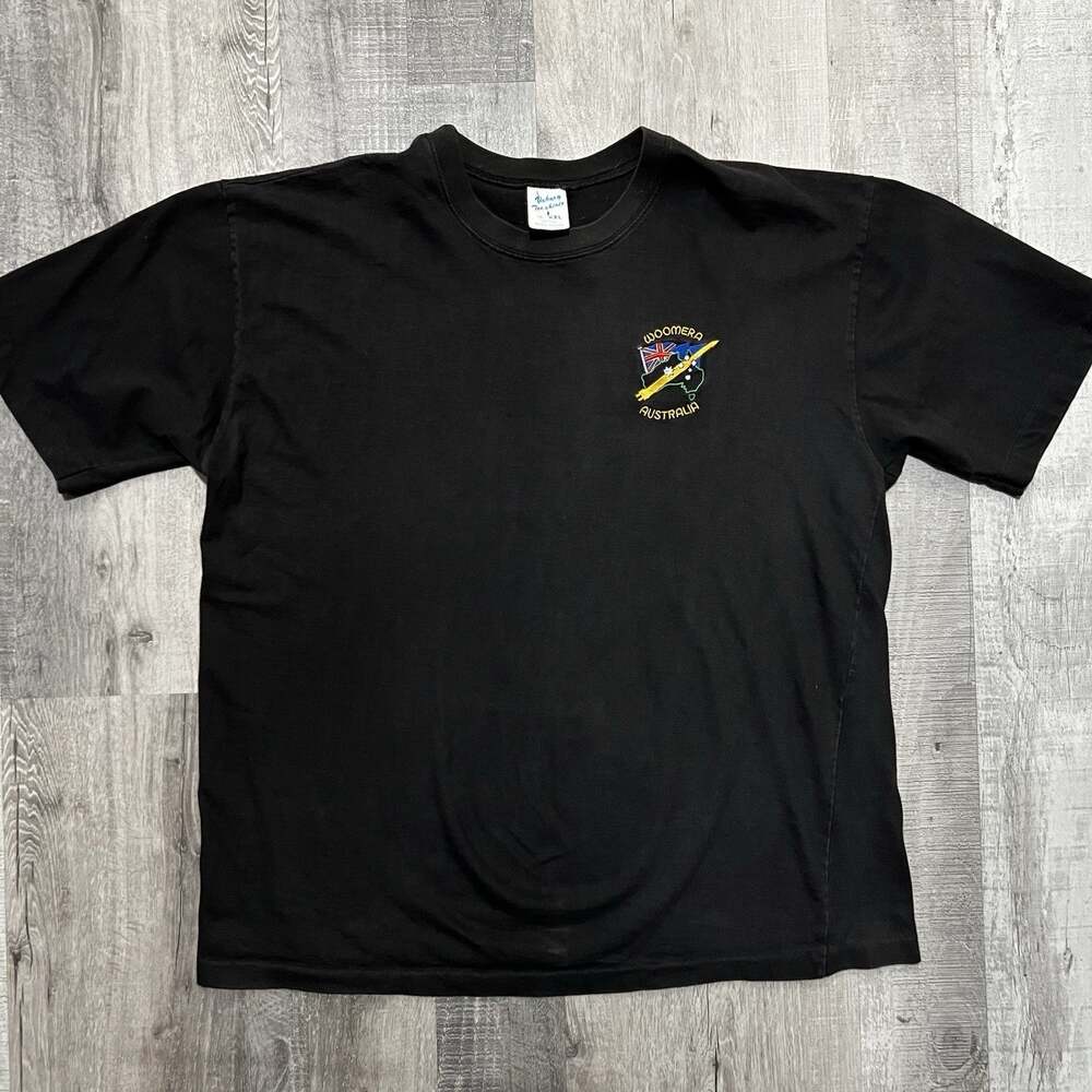 VTG Woomera Australia Military Base T Shirt Black Embroidered 90s RAAF Air Force